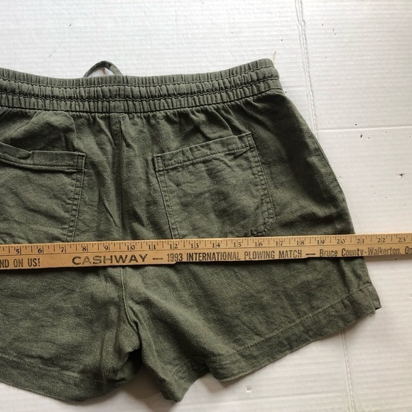 Army  Green Linen Blend Shorts - Picture 7 of 7